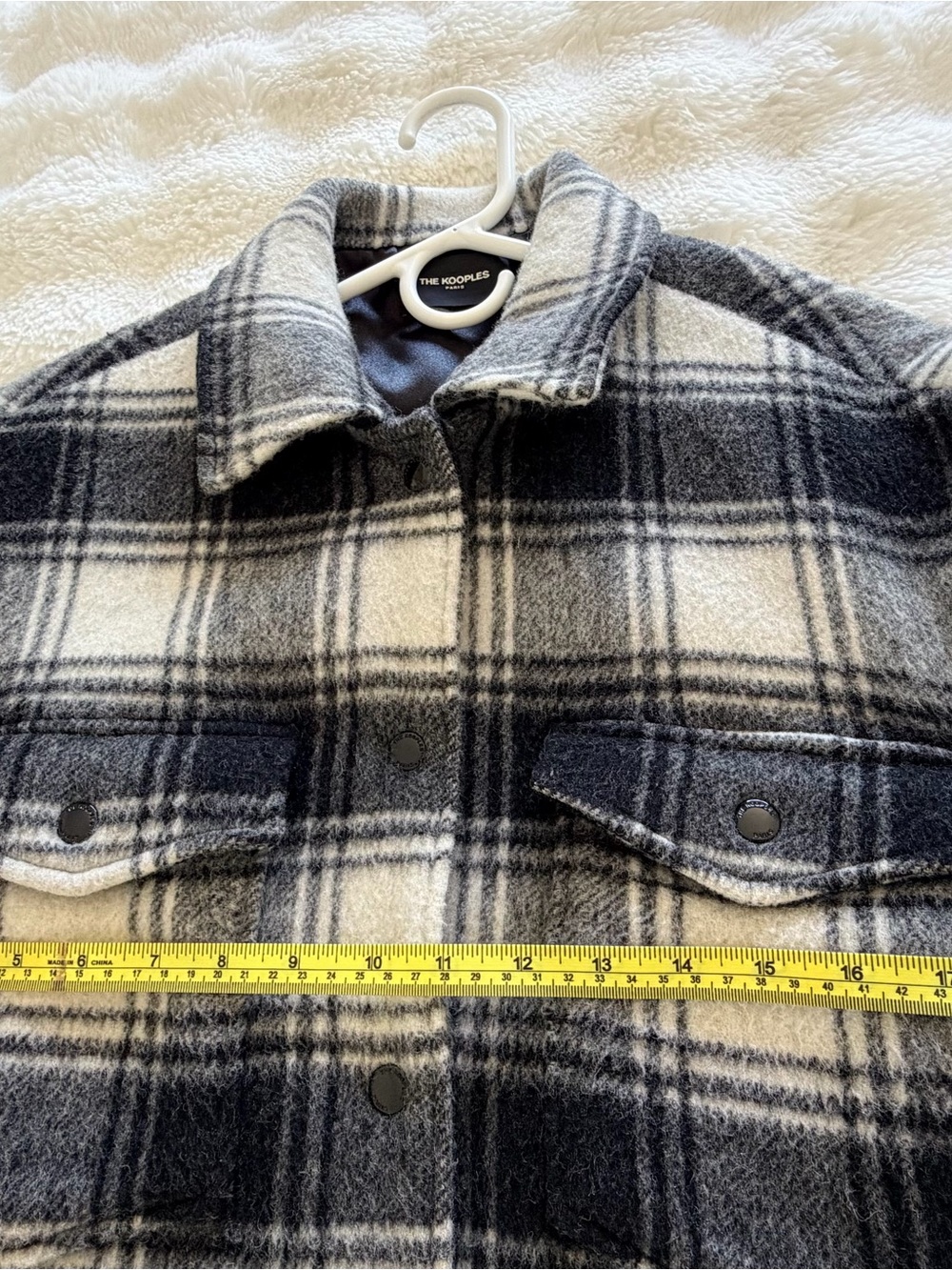 The Kooples Black and White Plaid Shirt Jacket - Picture 8 of 10